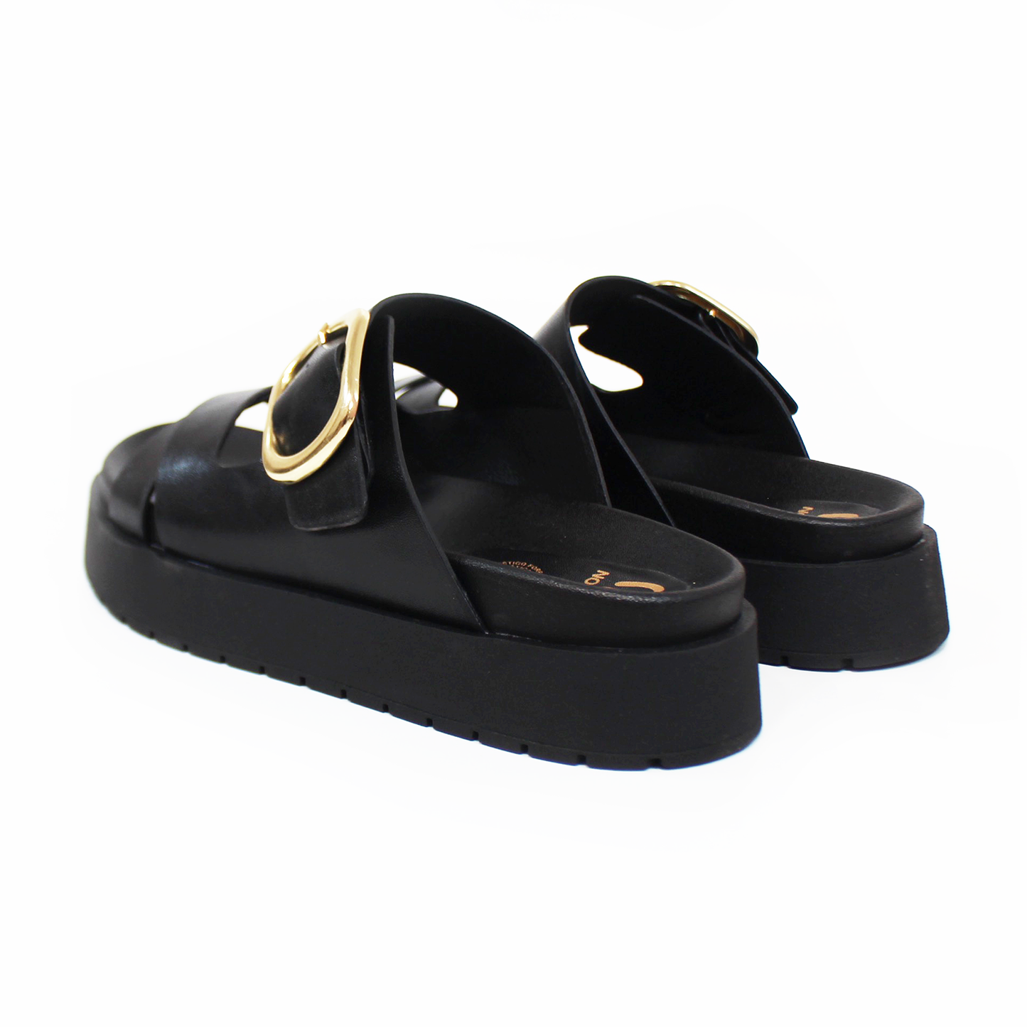 Sandalia Plataforma NOMADAS Negra y Detalle con Hebilla de Dama