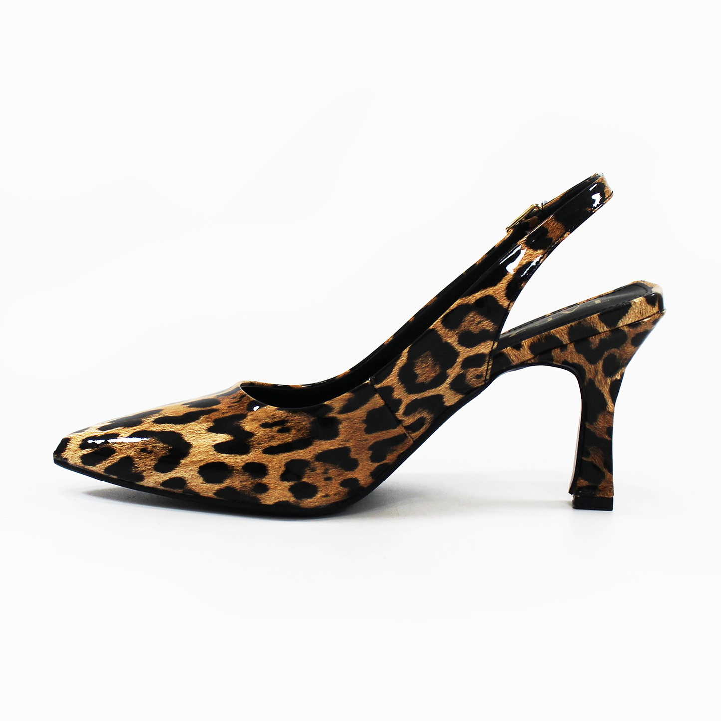 Zapatilla Slingback Puntal con tacón campana Destalonada Animal Print Charol de Dama TACZA