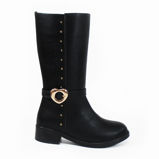 Bota Campera de Niña Negra con Detalles Dorados WILDCAT