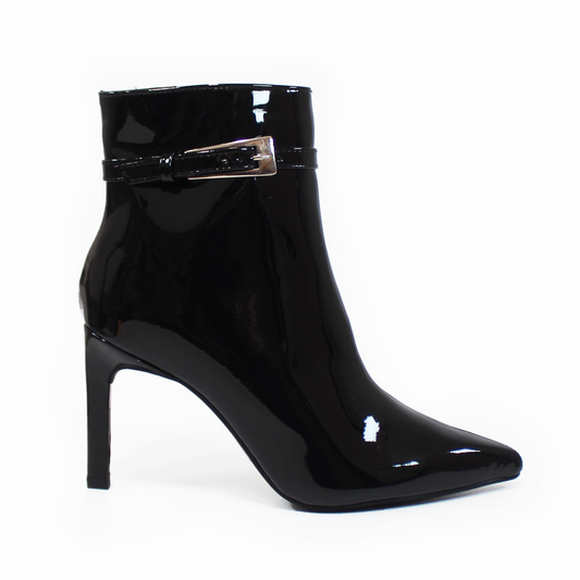 Botín Negro Charol Stiletto con Cinto LADY PAULINA