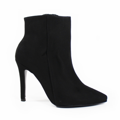 Botín Puntal Tacón Stiletto Negro Ante de Dama TACZA
