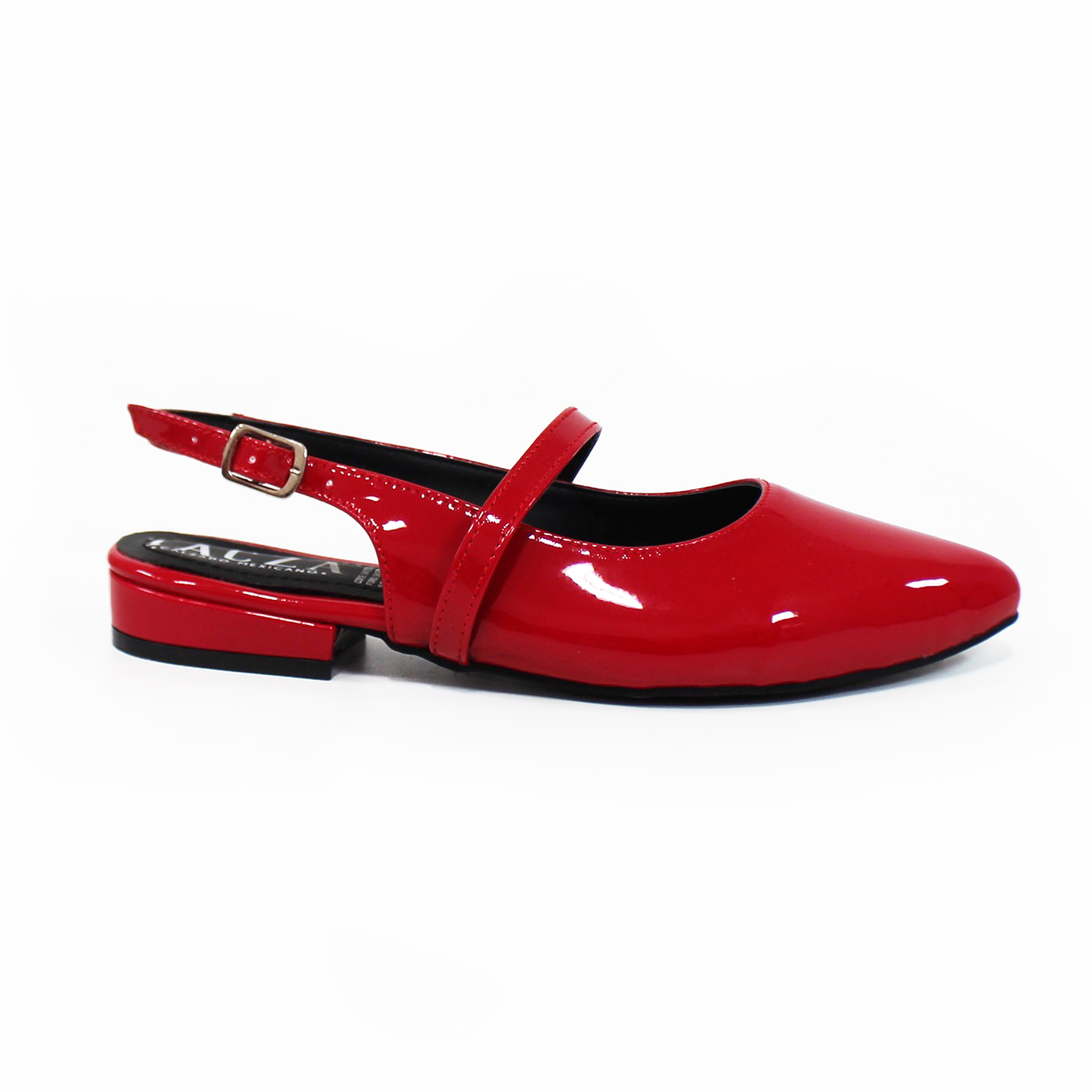 Flat Slingback Destalonada Rojo Charol TACZA