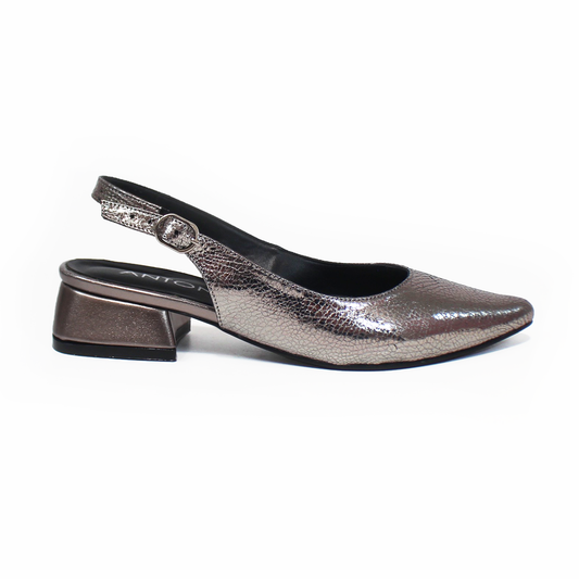 Zapatilla Puntal Slingback de Piel Inox ANTONIE