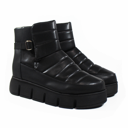 Botín Negro Acolchado Casual de Plataforma SUAVE CAMINAR