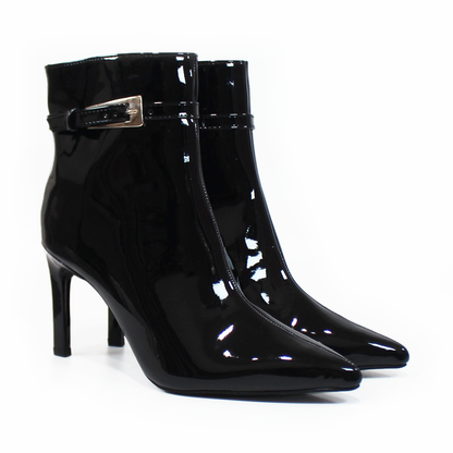Botín Negro Charol Stiletto con Cinto LADY PAULINA