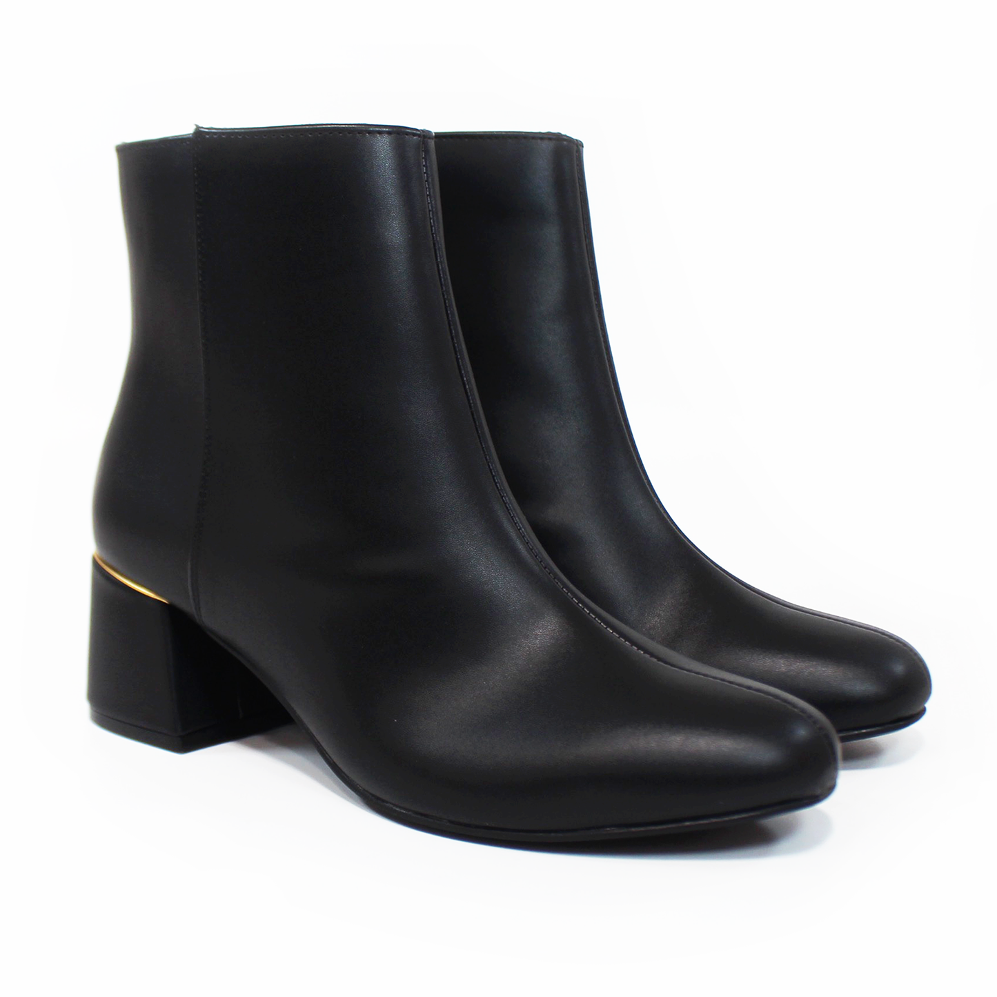 Botin de Vestir Negro con Tacón Bajito con Detalle Dorado de Dama LADY PAULINA