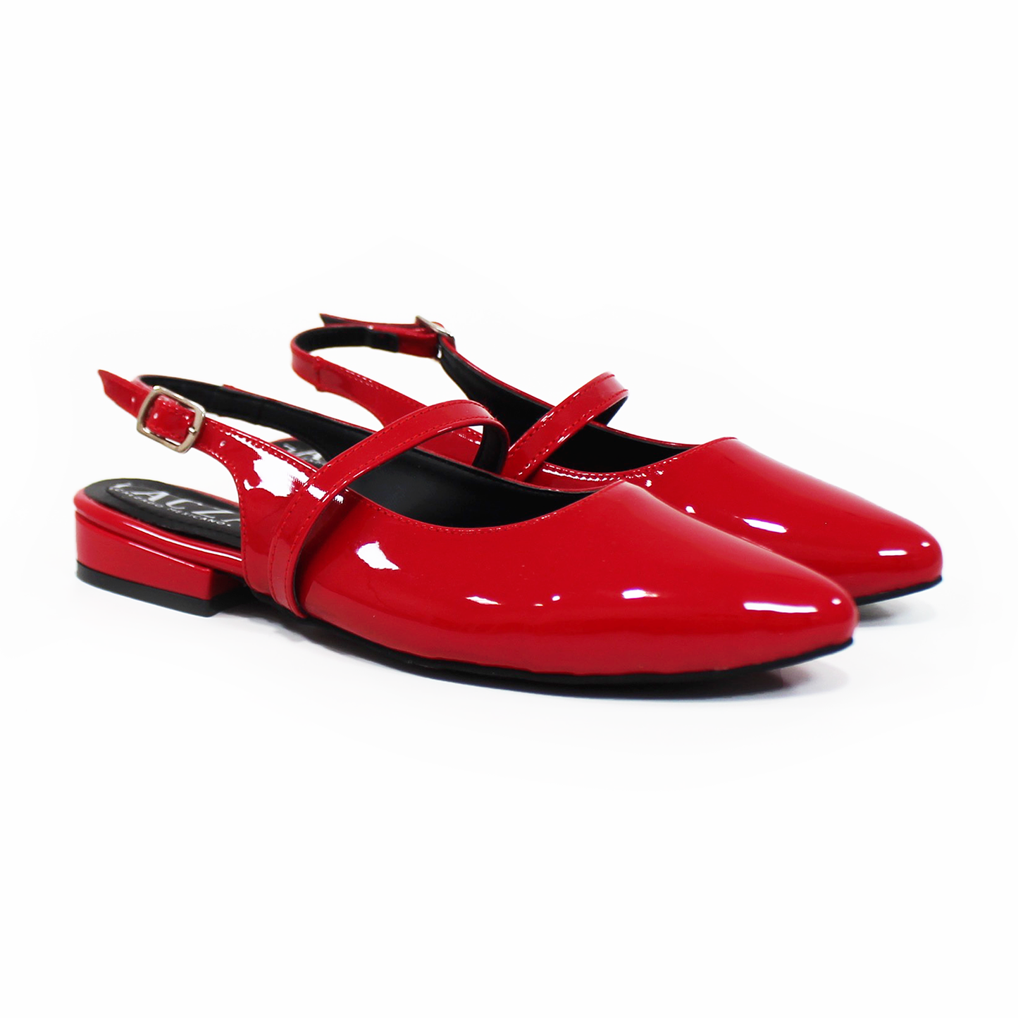 Flat Slingback Destalonada Rojo Charol TACZA
