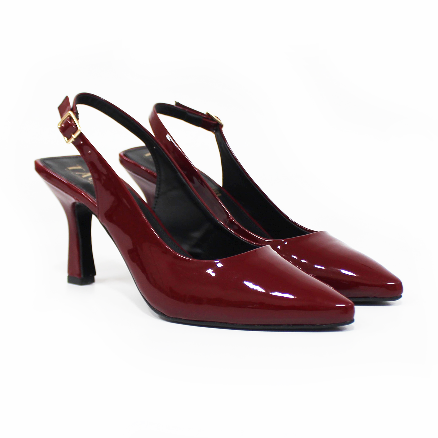 Zapatilla Slingback Puntal con tacón campana Destalonada Vino Charol de Dama TACZA