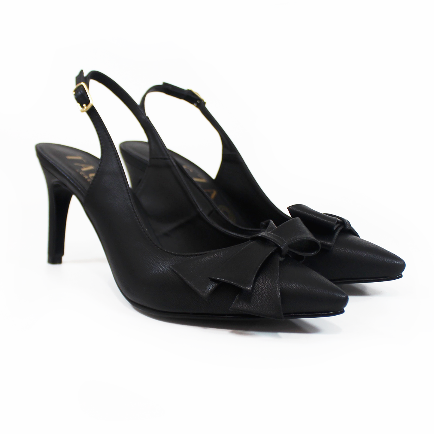 Zapatilla Slingback Negro con Moño de Dama TACZA