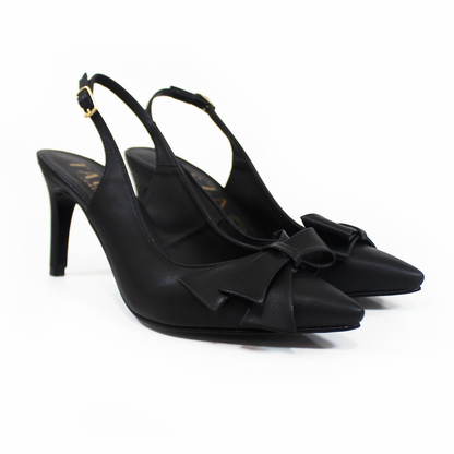 Zapatilla Slingback Negro con Moño de Dama TACZA