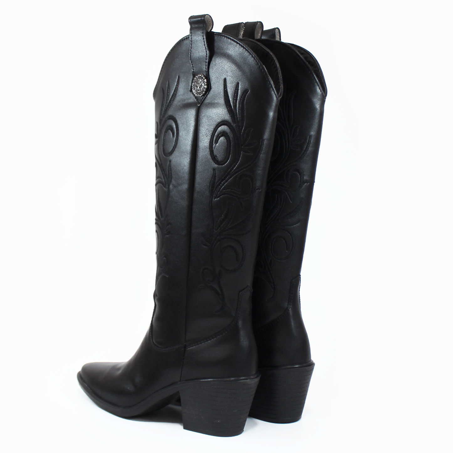 Bota Vaquera Alta Negro con Bordado de Dama TACZA