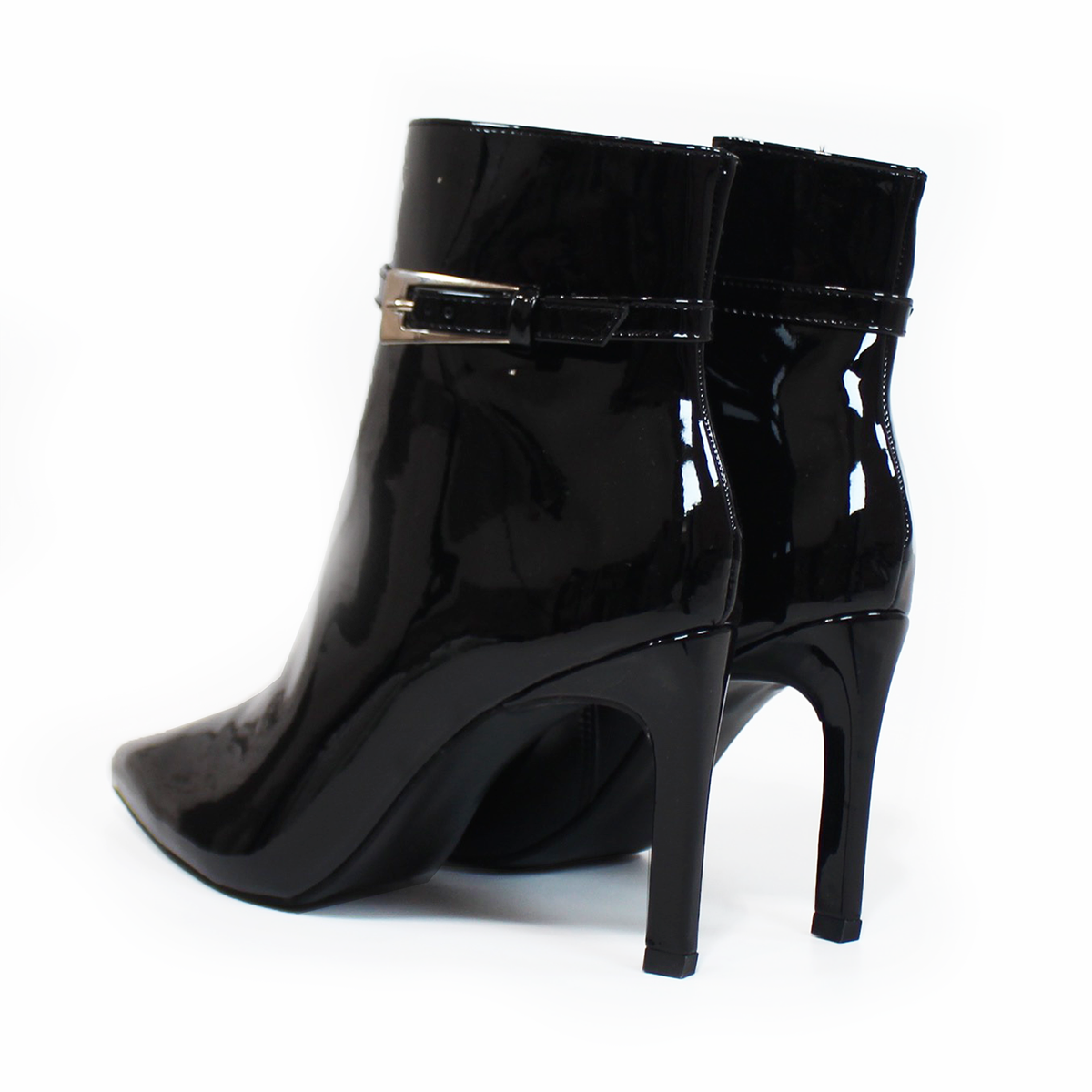 Botín Negro Charol Stiletto con Cinto LADY PAULINA