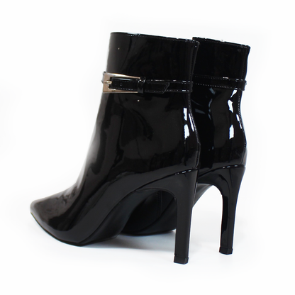 Botín Negro Charol Stiletto con Cinto LADY PAULINA