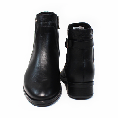 Botin de Piel Negro con Detalle de Hebilla y Cierre lateral de Dama VERDE TABACO