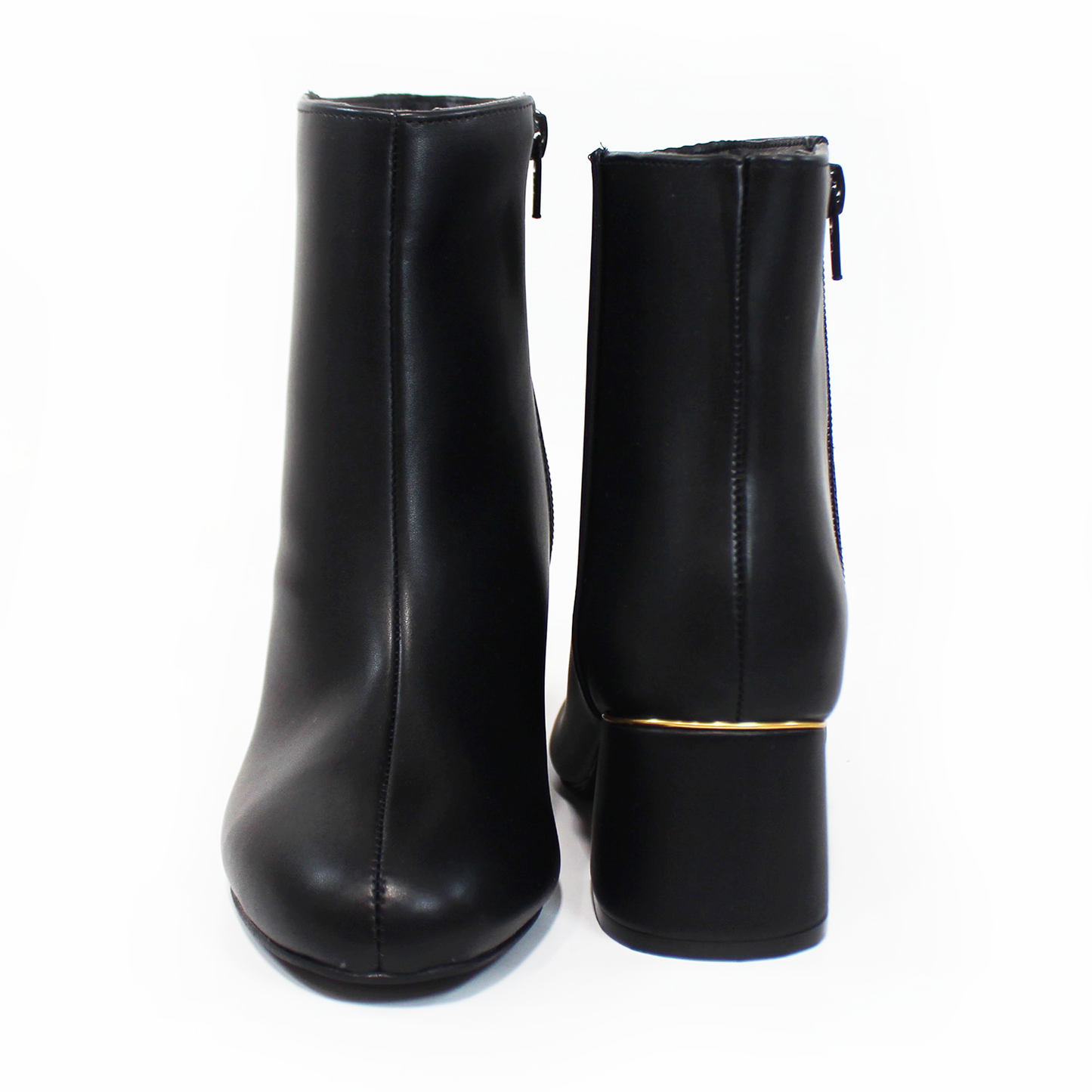 Botin de Vestir Negro con Tacón Bajito con Detalle Dorado de Dama LADY PAULINA