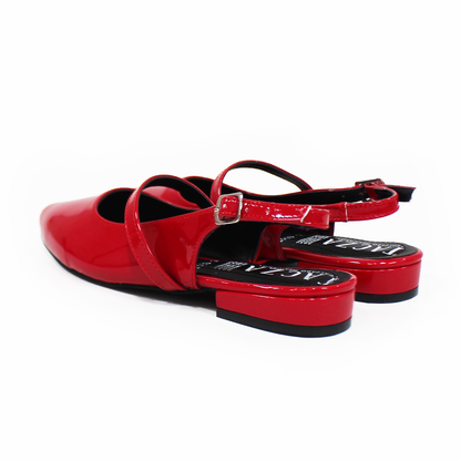 Flat Slingback Destalonada Rojo Charol TACZA