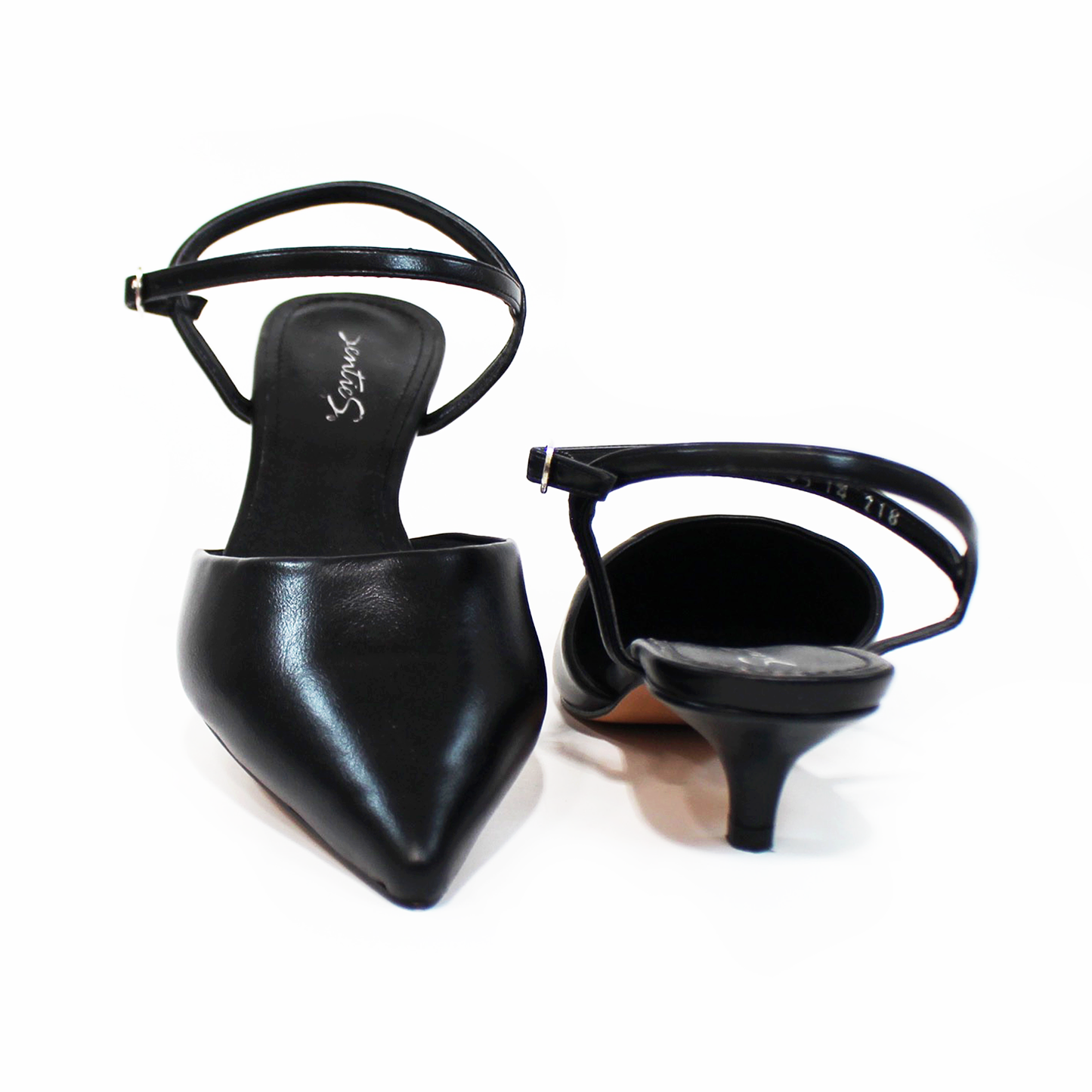 Kitten Heel Puntal Negro con Pulsera de Dama SENTIES