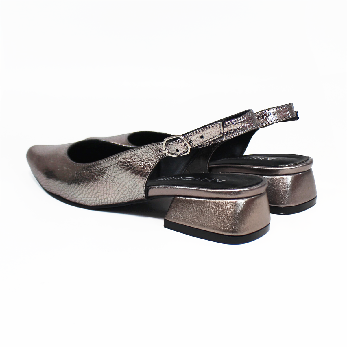 Zapatilla Puntal Slingback de Piel Inox ANTONIE