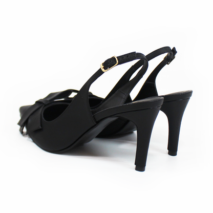 Zapatilla Slingback Negro con Moño de Dama TACZA