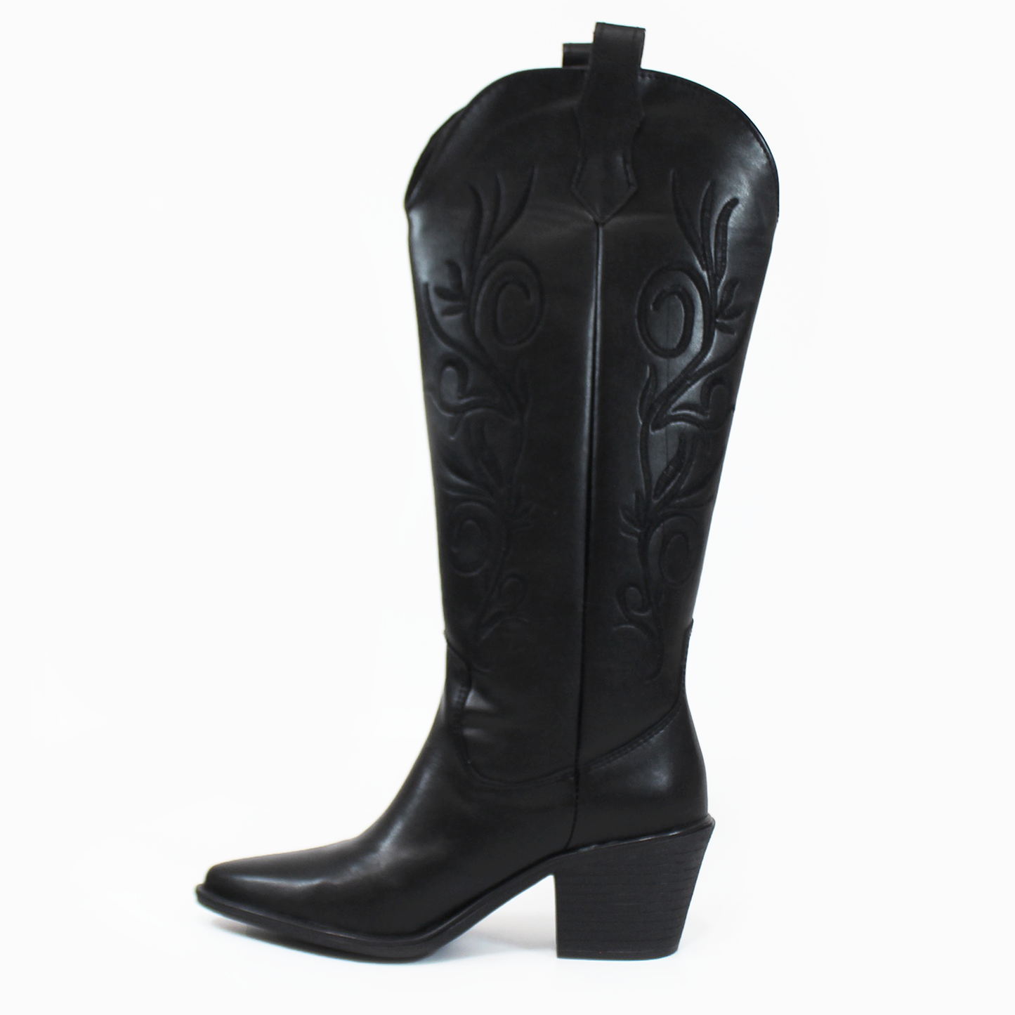 Bota Vaquera Alta Negro con Bordado de Dama TACZA