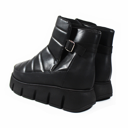 Botín Negro Acolchado Casual de Plataforma SUAVE CAMINAR