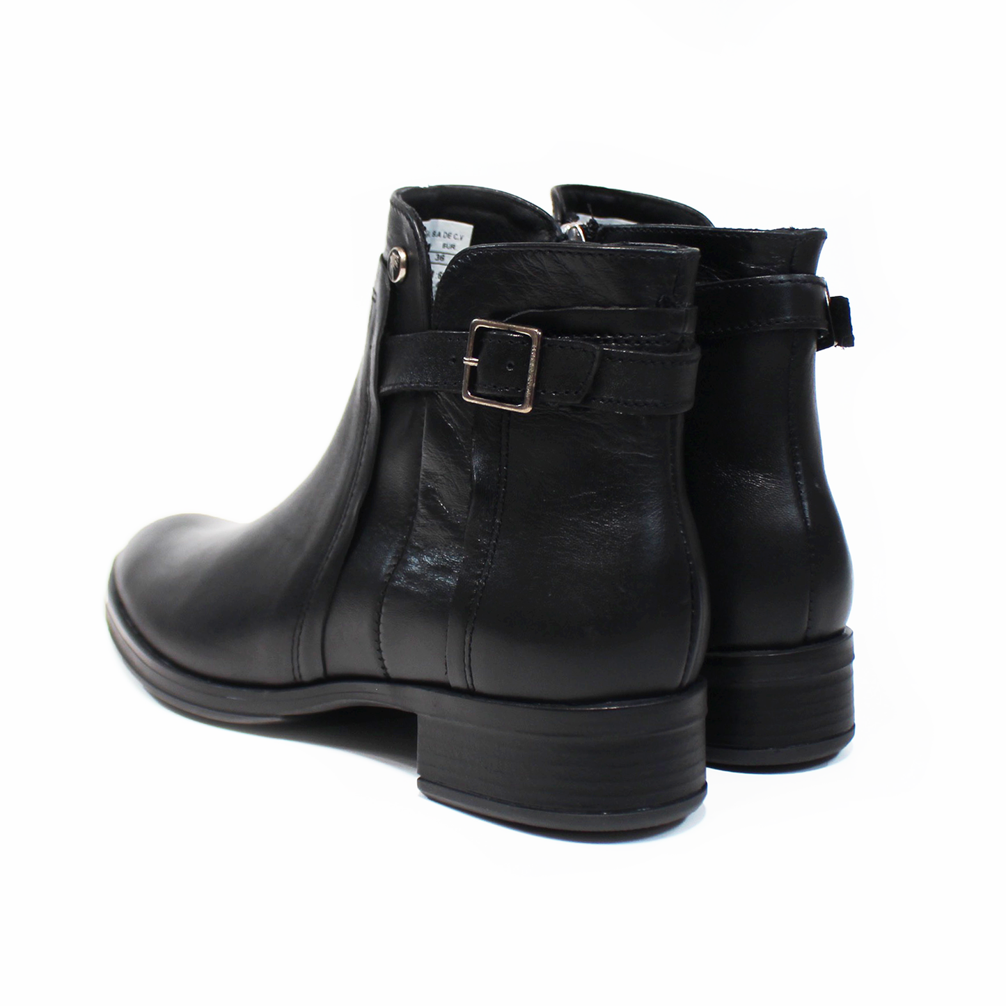 Botin de Piel Negro con Detalle de Hebilla y Cierre lateral de Dama VERDE TABACO