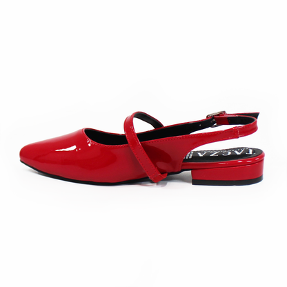 Flat Slingback Destalonada Rojo Charol TACZA