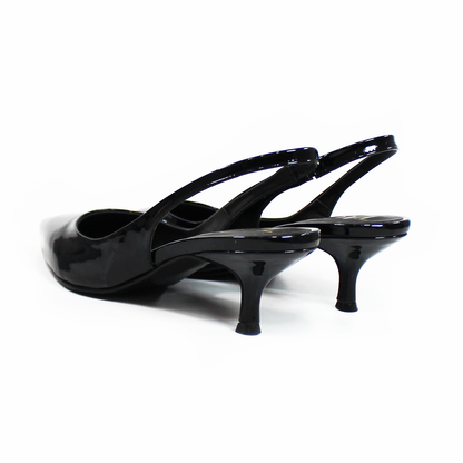 Zapatilla Kitten Negro Charol Slingback de Dama TACZA