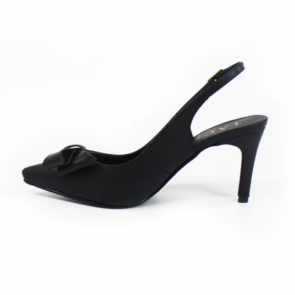 Zapatilla Slingback Negro con Moño de Dama TACZA