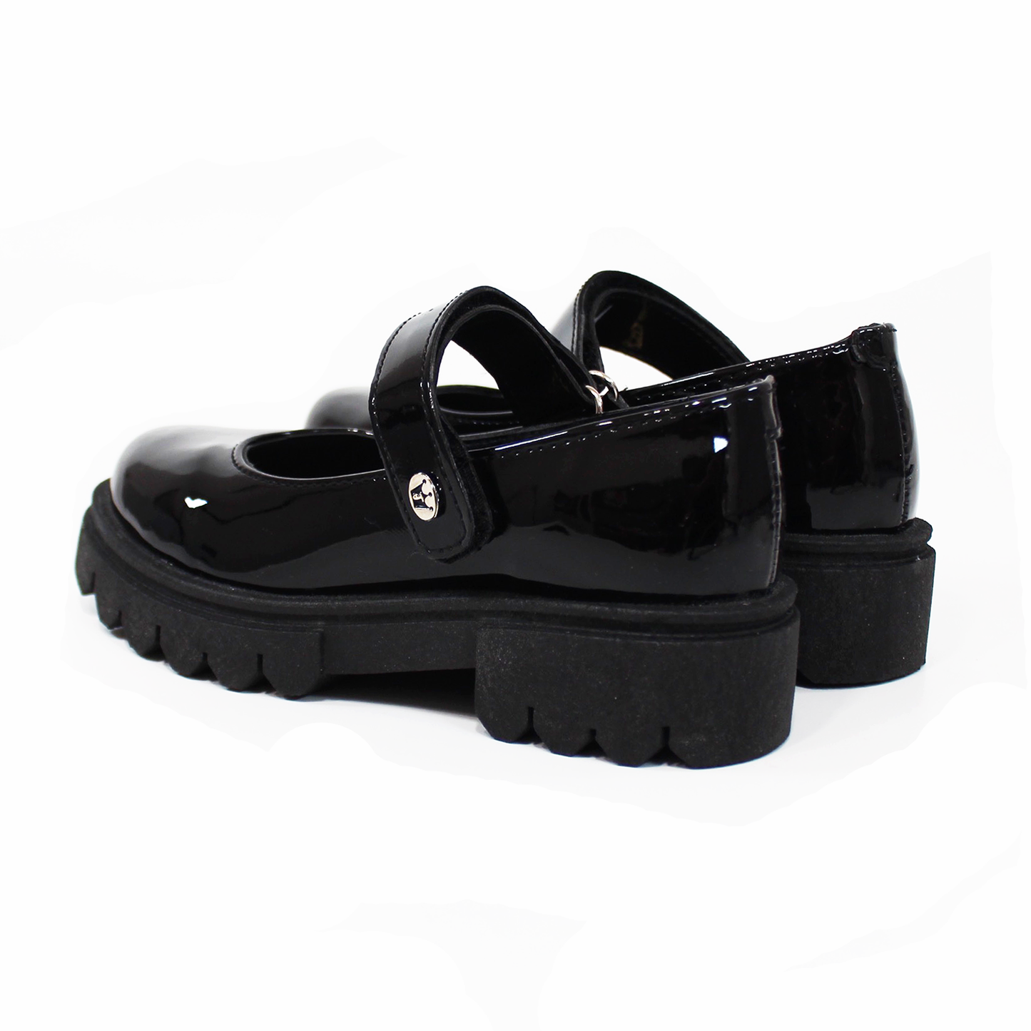 Zapato Escolar con Velcro Negro Charol de Niña JAKUNA
