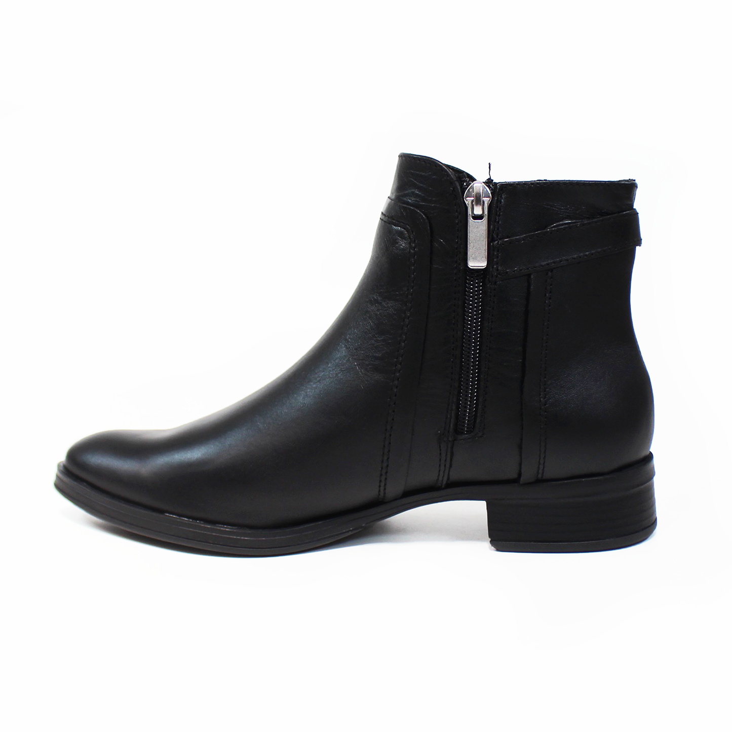 Botin de Piel Negro con Detalle de Hebilla y Cierre lateral de Dama VERDE TABACO