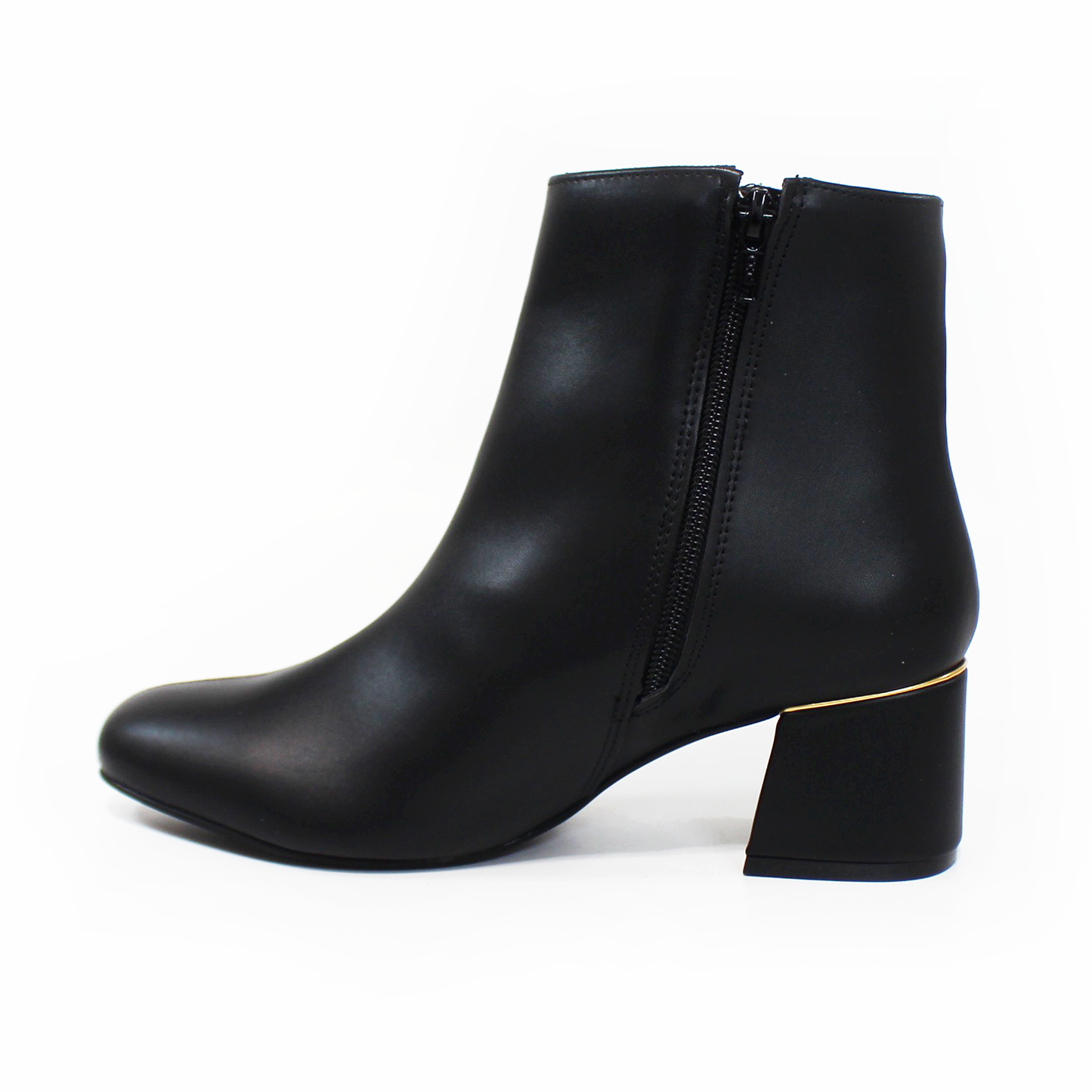 Botin de Vestir Negro con Tacón Bajito con Detalle Dorado de Dama LADY PAULINA