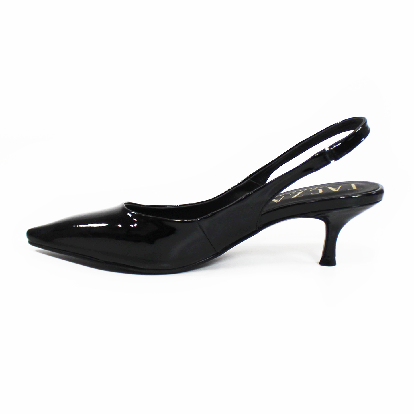 Zapatilla Kitten Negro Charol Slingback de Dama TACZA