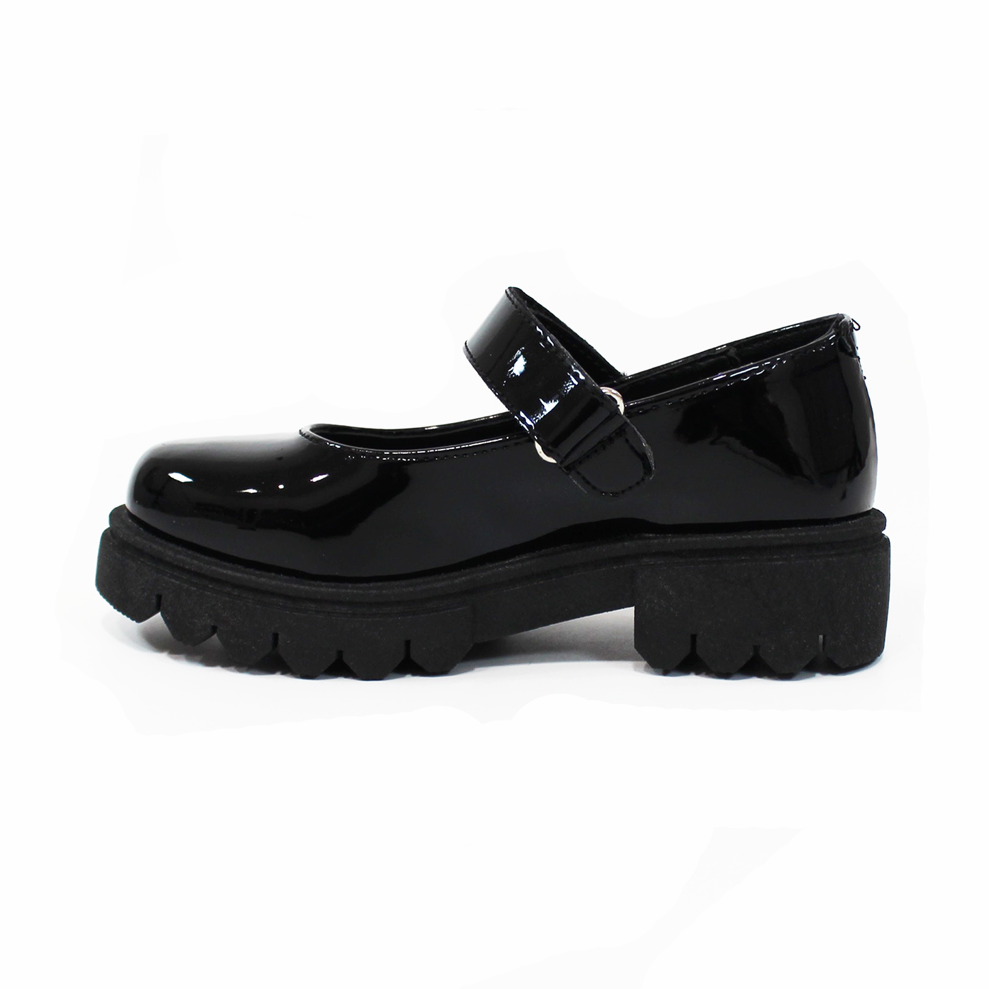 Zapato Escolar con Velcro Negro Charol de Niña JAKUNA