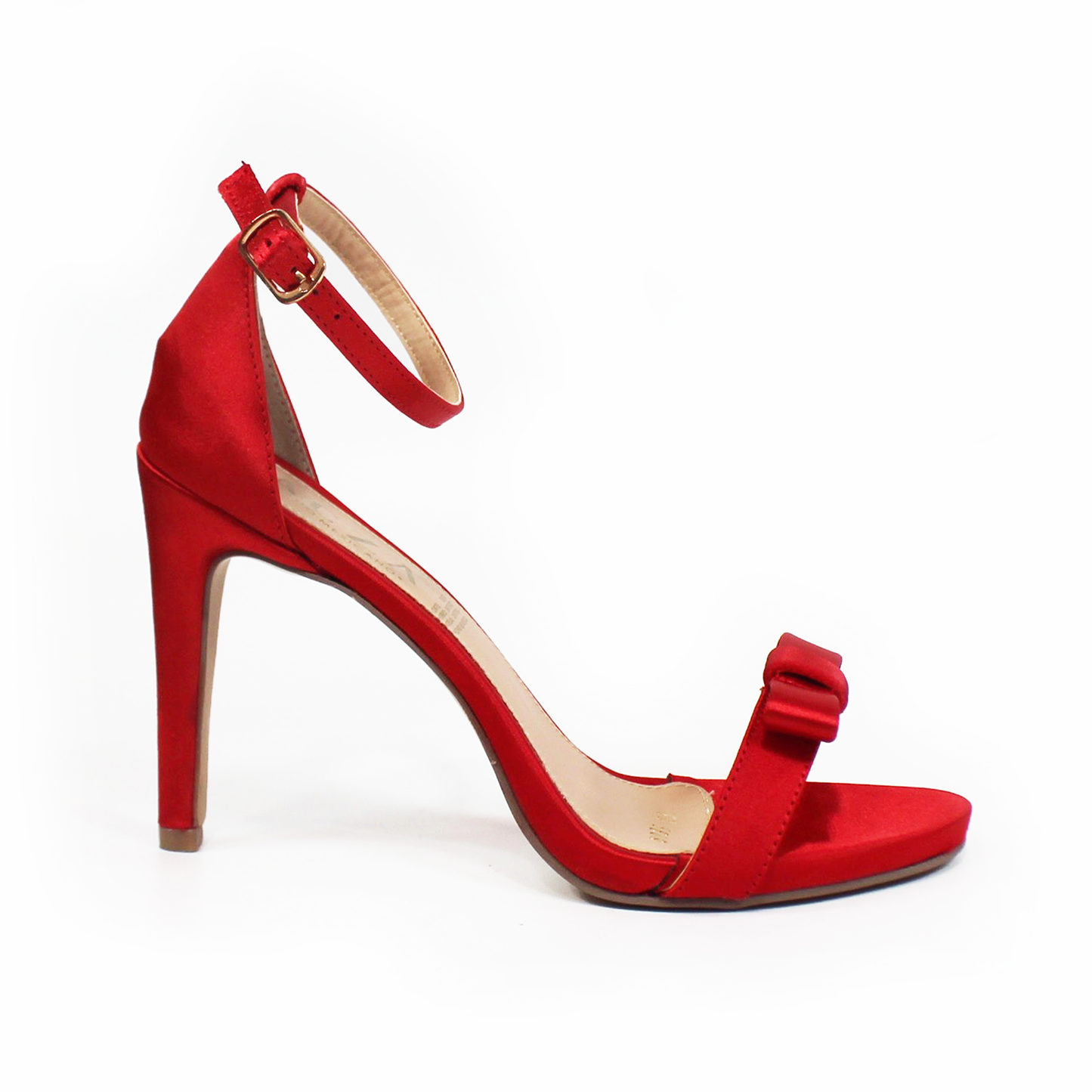 Sandalia de Fiesta Shantung Rojo con Moño Tacón Stiletto TACZA