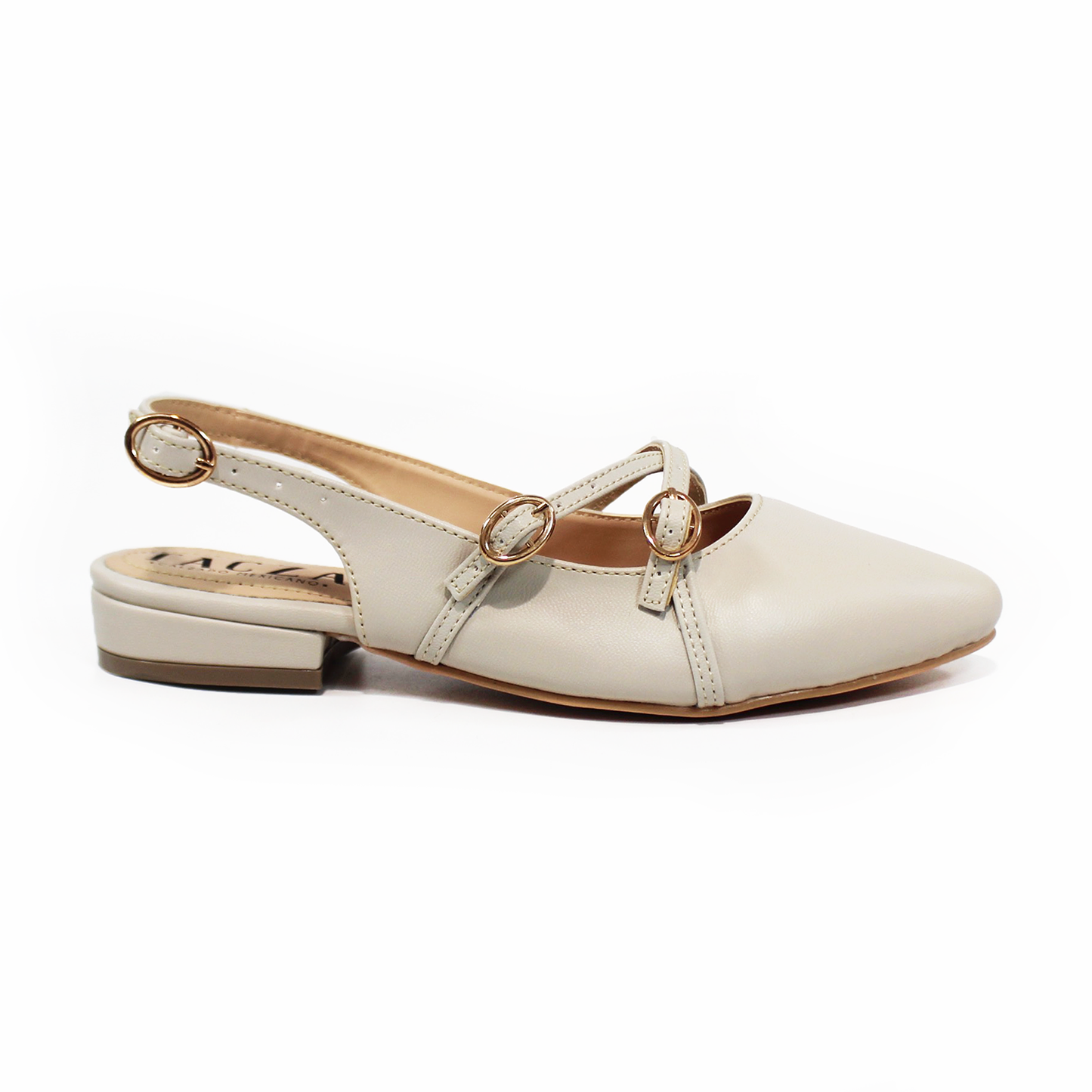 Flat Slingback Destalonada con Tiras Cruzadas Late TACZA