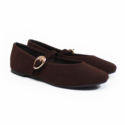 Flat Mary Jane Chocolate Ante con Confort LADY PAULINA