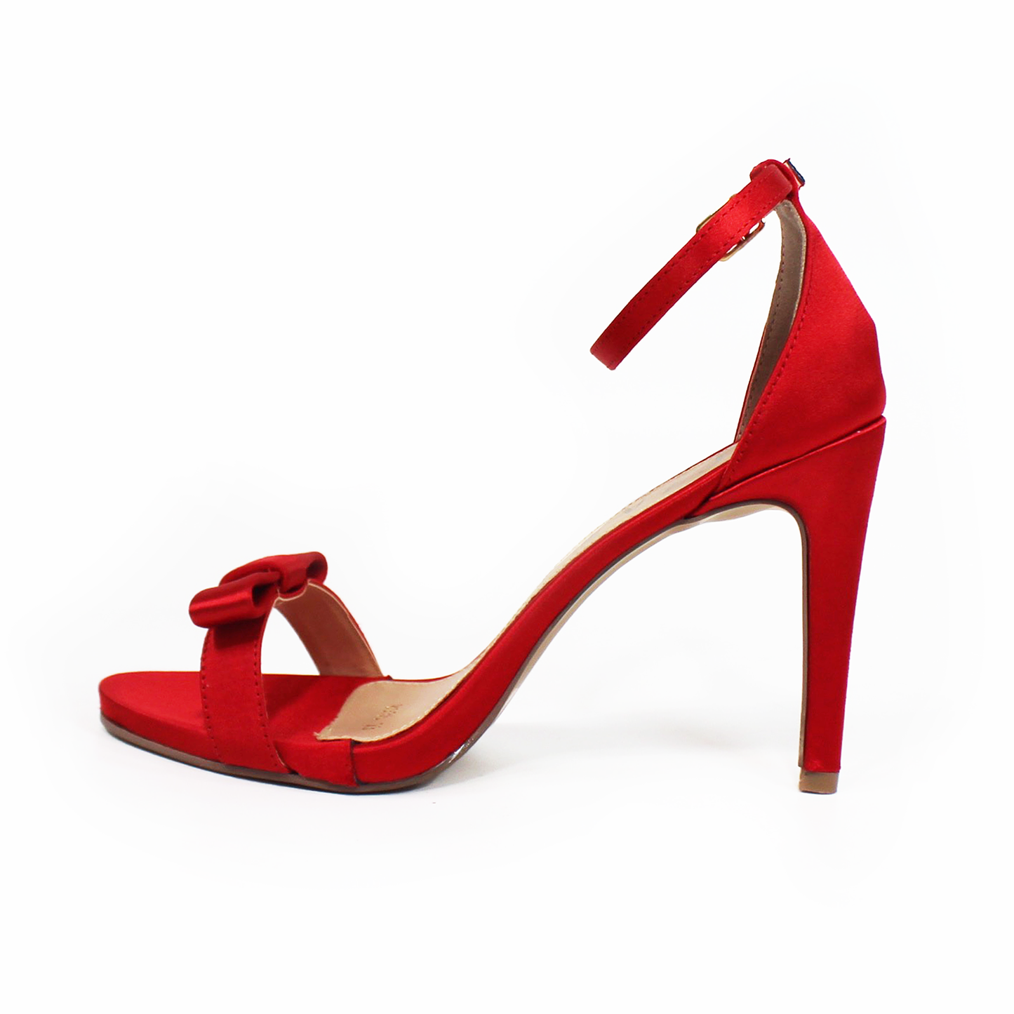 Sandalia de Fiesta Shantung Rojo con Moño Tacón Stiletto TACZA