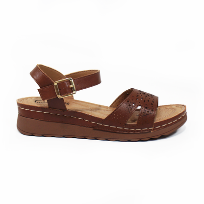 Sandalia Confort NOMADAS Café con Pulsera en Tobillo de Dama