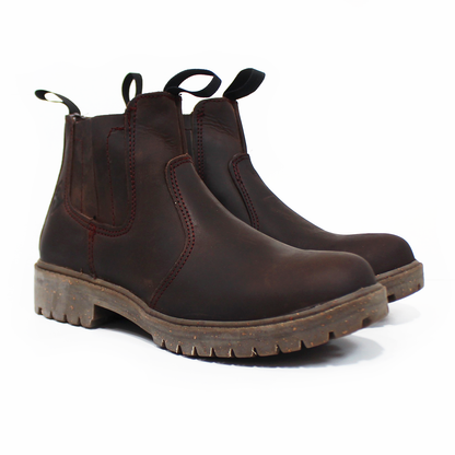 Bota de Trabajo Chelsea Café Crazy Suela Corcho Ambar para Caballero PMA