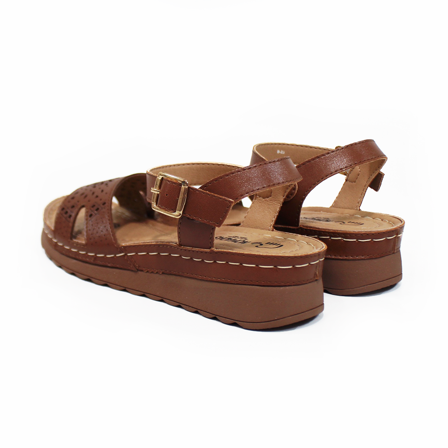 Sandalia Confort NOMADAS Café con Pulsera en Tobillo de Dama