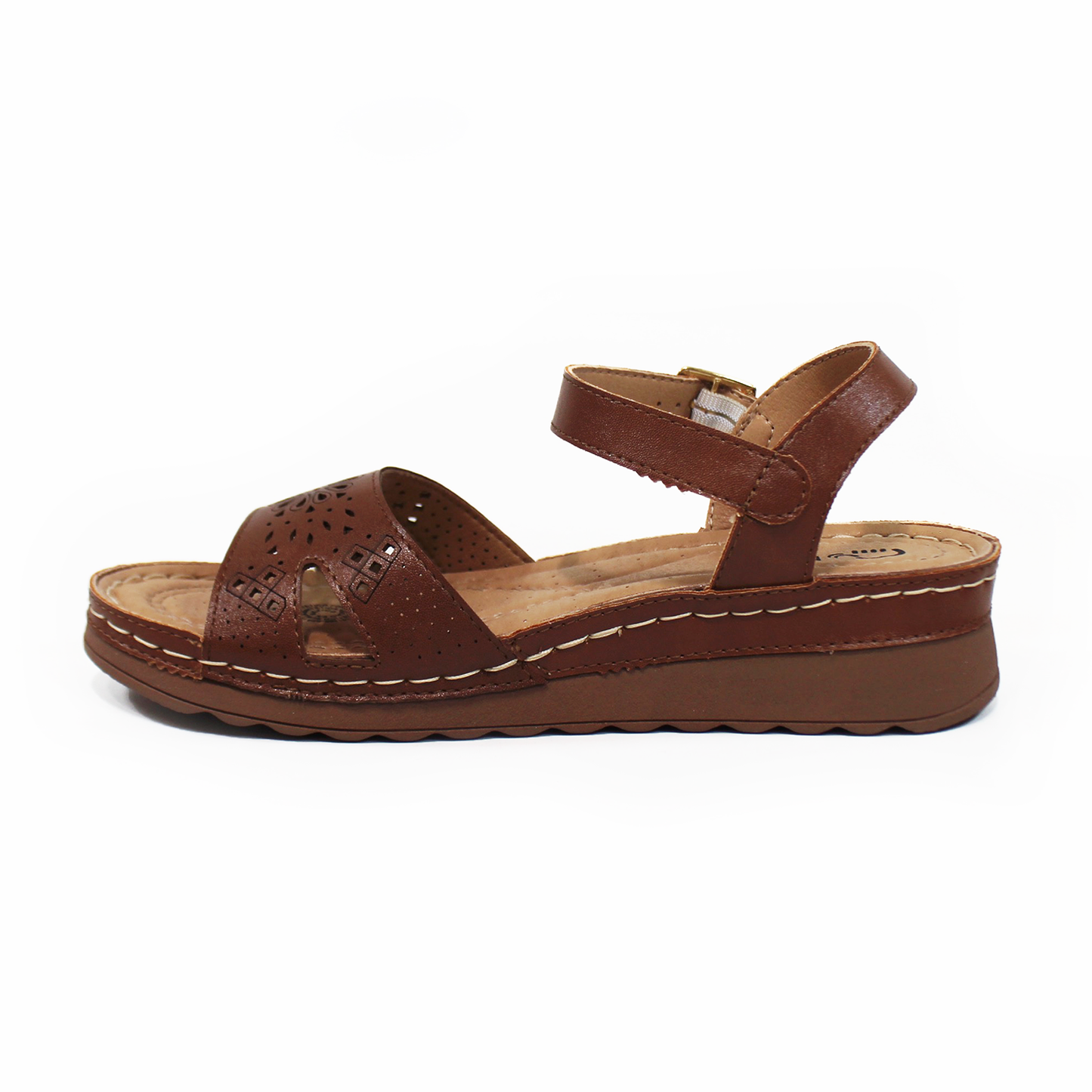 Sandalia Confort NOMADAS Café con Pulsera en Tobillo de Dama