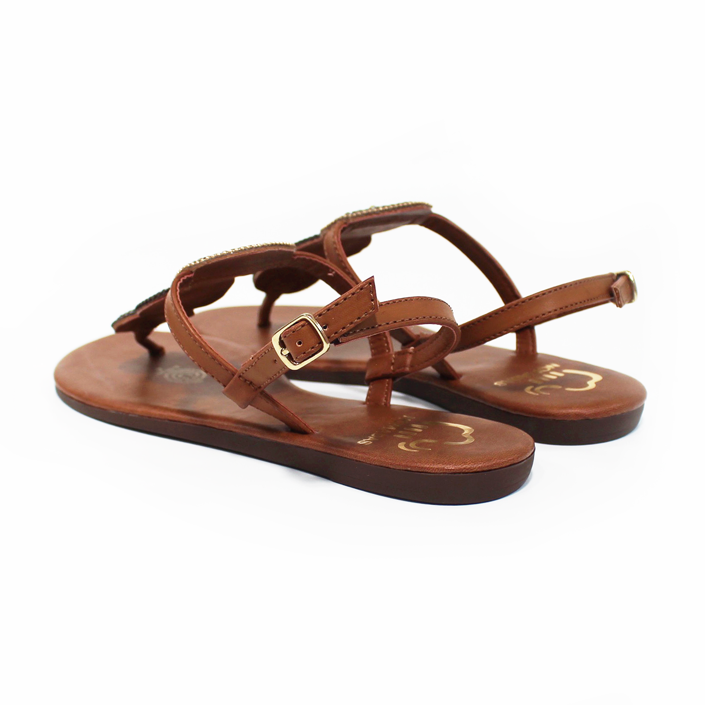 Sandalia Plana NOMADAS Pata de Gallo con Pedrería Tan de Dama