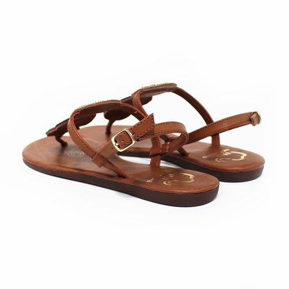 Sandalia Plana NOMADAS Pata de Gallo con Pedrería Tan de Dama