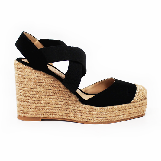 Alpargata de Plataforma Cuña Negra con Elásticos TACZA