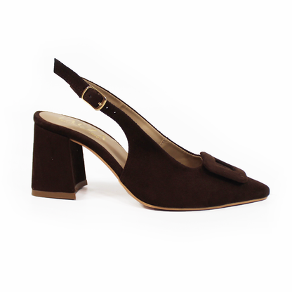 Zapatilla Puntal Moka Gamuza Destalonada con Botón Cuadrado TACZA