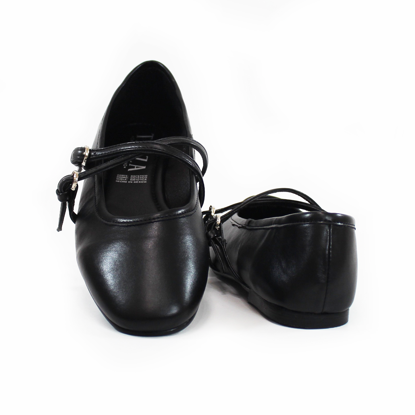 Flat Ballerina Clásica Negro con Pulseras Cruzadas en empeine de Dama TACZA