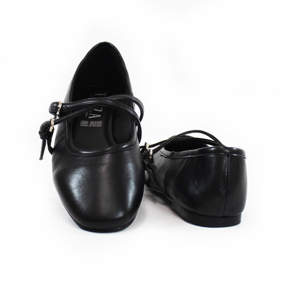 Flat Ballerina Clásica Negro con Pulseras Cruzadas en empeine de Dama TACZA