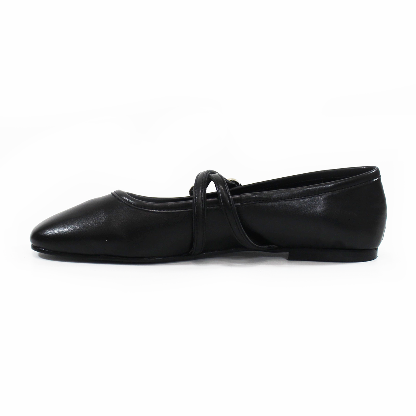 Flat Ballerina Clásica Negro con Pulseras Cruzadas en empeine de Dama TACZA