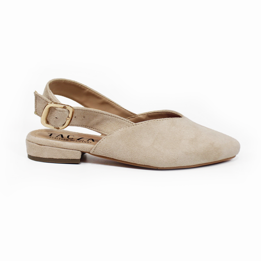Flat Puntal Slingback Beige Gamuzado TACZA